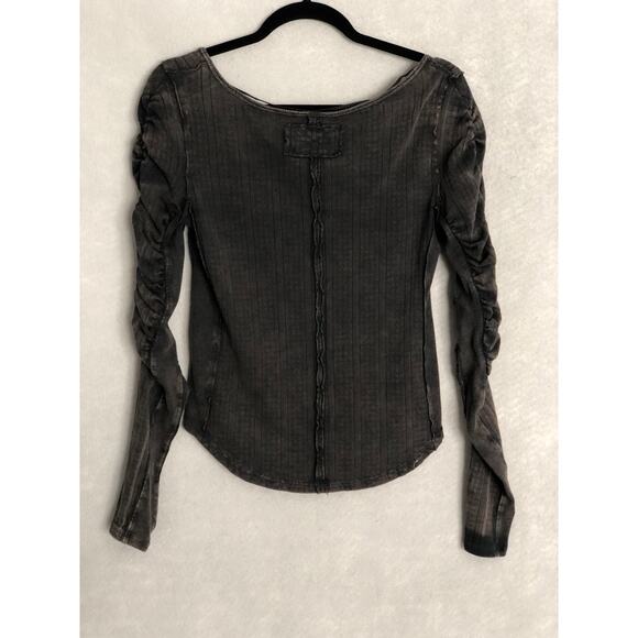 We The Free Pointelle Henley Top Women's Small Black NEW - Picture 4 of 6